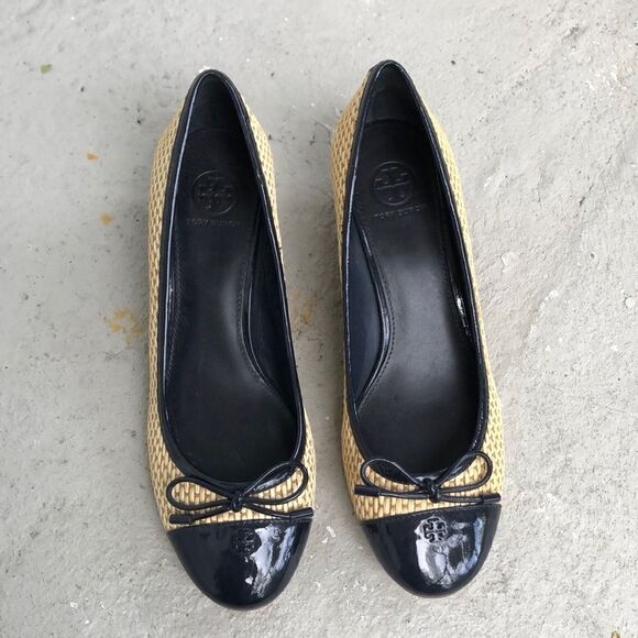 Tory Burch Cartherine Cap-Toe Raffia wedge - Picture 1 of 8